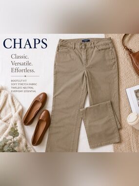 Chaps Tan Khaki Bootcut Pants Women’s Casual Stretch Career Neutral Classic 10